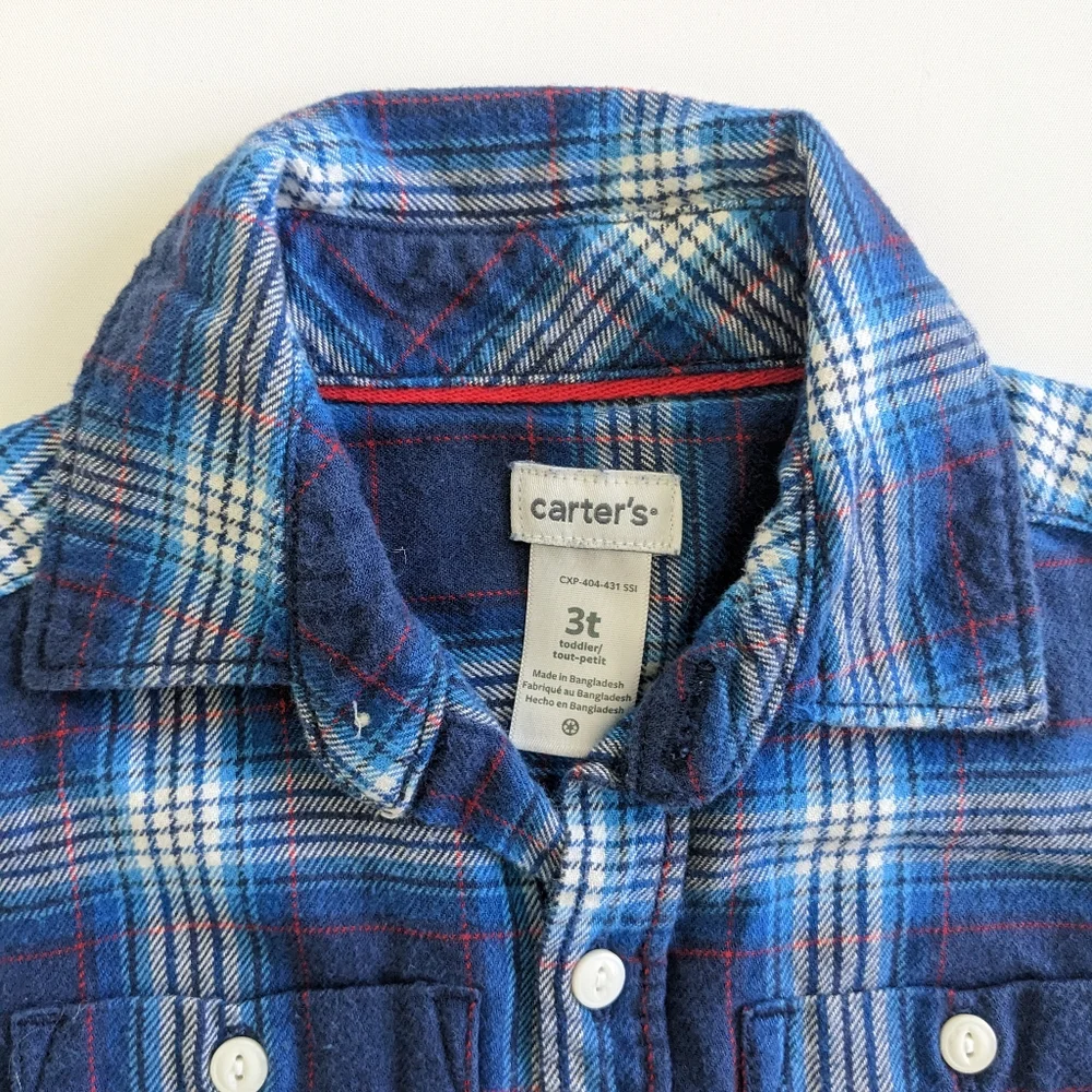 Carter's 3T Plaid Flannel Long Sleeve Button Up Shirt